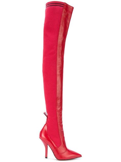 Fendi rib knit thigh high boots